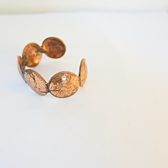 Copper Pennies Cuff Bracelet Vintage - Picture 2 of 4